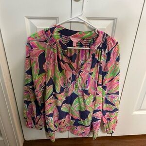 Lilly Pulitzer Elsa Silk Blouse Top Small
